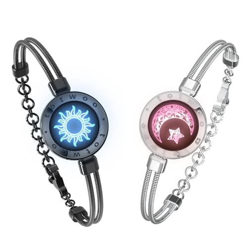 [TOTWOO] 遠距離タッチペアブレスレット 愛を伝える ステンレス スマートブレスレット 振動通知 カップ..