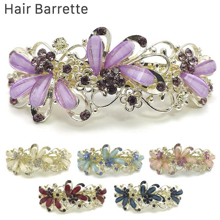 アレクサンドルドゥパリ ALEXANDRE DE PARIS AA6-12286-02 ヘアーアクセサリー CAMELIA LISERE レディース アクセサリー カメリア バレッタ BARRETTE ヘアクリップ 髪留め 花 シンプル スワロフスキークリスタル HAIRCLIP アクセント 6cm プレゼント お祝い 記念 女性