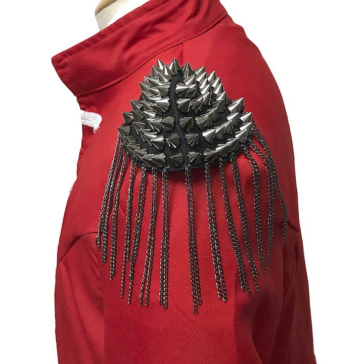 ●メール便送料無料●【肩章 1個単品売り】肩章 1個単品売り チェーン付き トゲ スタッズ ガンメタ 貴族 王子様 ミリタリー 衣装 ステージ衣装 ハロウィン 文化祭 コスプレ ダンス 腕章 ワッペン 肩 飾り パーツ 装飾 PP-KS20015