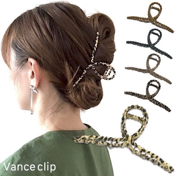 【LINE友だち200円引き対象】【バンスクリップ】ループ 5カラー 合金 ヘアクリップ クリップ バンス レディース 髪留め 大人 おしゃれ まだら模様 まとめ髪 韓国 ヘアアクセサリー ループ 仕事 ブラウン 黒 ブラック ベージュ MC-VA22003