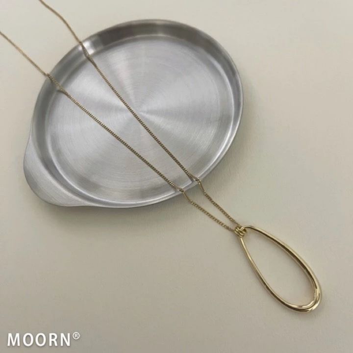 【LINE友だち200円引き対象】[金属アレルギー対応]オーバル メタル ロング ネックレス 大人 レディース ロングネックレス シンプル オーバル 華奢 細い ゴールド レディース アクセサリー ニッケルフリー アレルギー対応 アレルギー対応 韓国 ギフト プレゼント