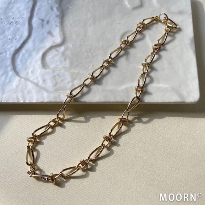 【LINE友だち200円引き対象】[金属アレルギー対応][ラリエットネックレス]ネックレス メタル チェーン シンプル アンカーチェーン 太幅 ゴールド 鎖 ラリエット ネックレス ゴールドチェーン レディース アクセサリー ニッケルフリー 韓国 ギフト プレゼント MOORN モーン