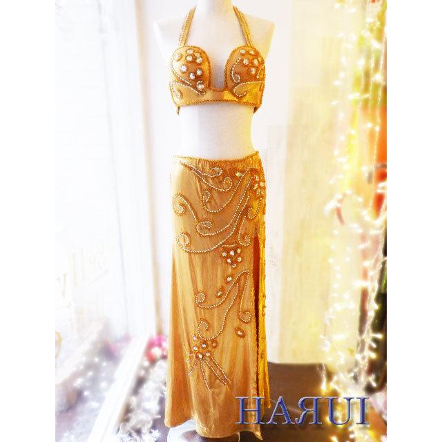ベリーダンス エジプト製 衣装 ドレス ゴールド