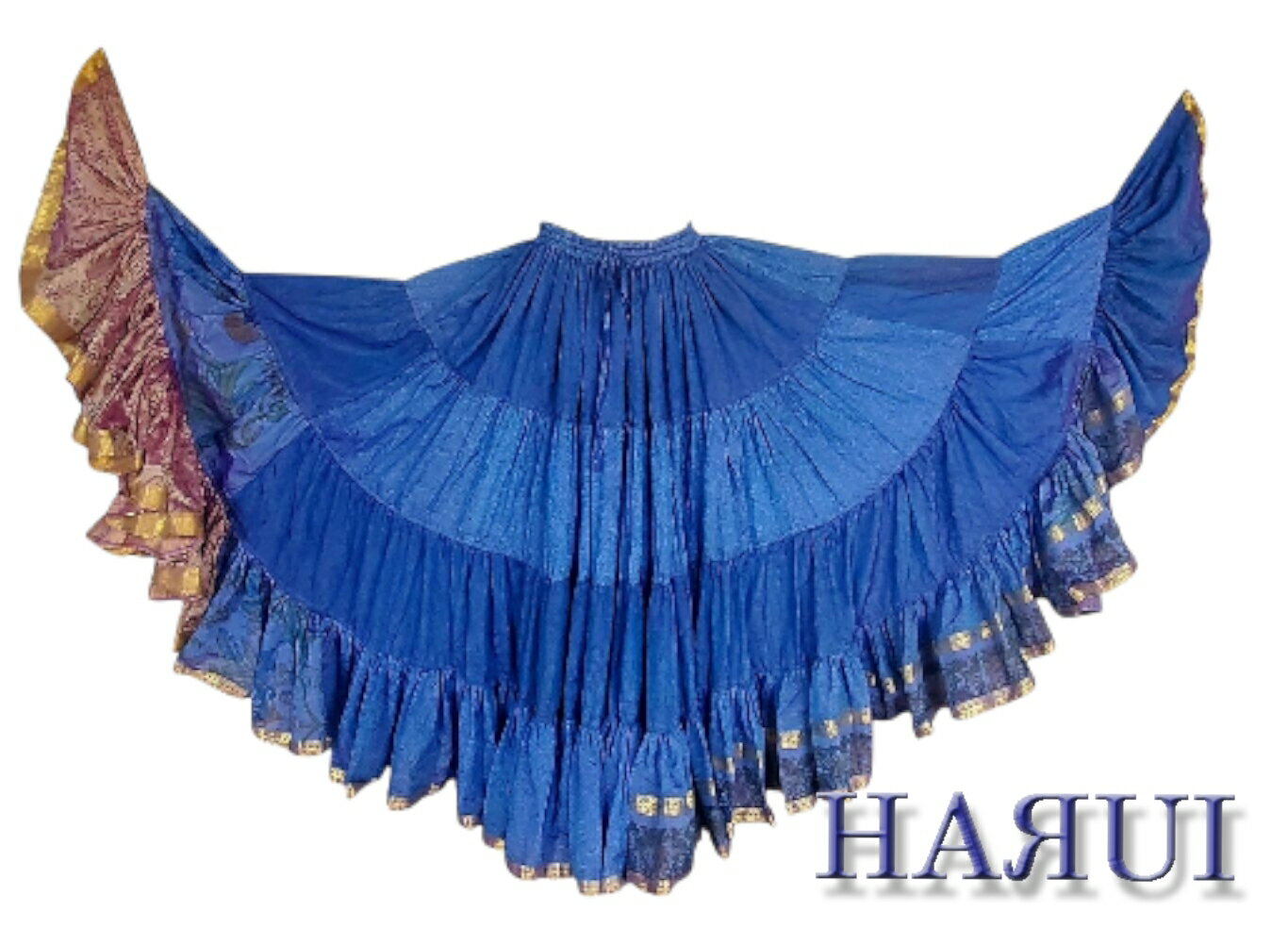 準備中 新入荷 インド製 ベリーダンス 30ヤード シルク ジプシー スカート ブルー