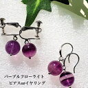 パープルフローライト10mm 美しい紫 天才の石 天然石1粒ピアス又はイヤリング 選べます 金属アレルギー対応 シルバー925 ノンホールピアス パワーストーンピアス 大人のアクセサリー ホワイトデー ハンドメイドピアス