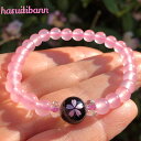 【可愛いパワーストーン】ピンクカルセドニー6mm&さくら彫りオニキス10mm 春ブレス 天然石ブレスレット ハンドメイドアクセサリーピンクが可愛い 細身 華奢な...