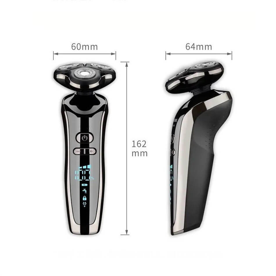 3枚刃 ロック機能 丸洗い可 IPX7防水 回転式 メンズシェーバー LED残量表示 3段階調節 電動シェーバー 髭剃り
