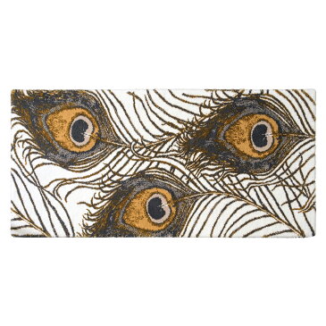 アビス ハビデコール PEACOCK 約71×140cm 玄関マット ラメ糸 / ABYSS HABIDECOR 高級感 高級 風水 天然素材 室内 屋内 おしゃれ モダン ラグジュアリー ブランド 大きめ 大判 綿 コットン 百貨店 ホテル 洗える インテリア ゴールド 白 ホワイト 70 140