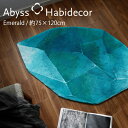 アビス ハビデコール EMERALD 約75×120cm アクセントラグ 綿100％ / ABYSS HABIDECOR ミニ ラグ ミニラグ ラグマット 洗える 大きめ 大判 円形 楕円 おしゃれ モダン 風水 ラグジュアリー 高級 ブランド 綿 コットン 百貨店 ホテル ブルー グラデーション 宝石 柄 マット