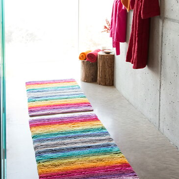 アビス ハビデコール LARRY 約70×145cm 玄関マット 綿100% / ABYSS HABIDECOR 高級感 高級 風水 天然素材 室内 屋内 おしゃれ モダン ラグジュアリー ブランド 大きめ 大判 綿 コットン 百貨店 ホテル 洗える インテリア 柄 カラフル シンプル 70 150