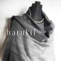 【harukii】冠婚葬祭 フォーマル ストール シルク　カシミヤ カシミア　ペイズリー ジャカード 国産 送料無料　グレー　上質 高品質 糸染め 日本製 誕生日　クリスマス　法事　返礼品　ギフトにも最適　軽くて優しい肌触り レディス メンズ ユニセックス