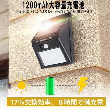 新品 LED ソーラーライト 人感センサーライト自動点灯 太陽光発電 屋外照明 玄関 廊下 駐車場 大活躍 防水 防犯ライト 取付簡単