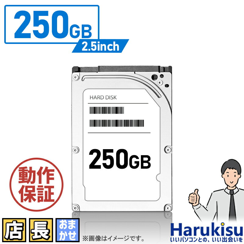 【マラソン★最大100%ポイントバック】【優良中古 】大手メーカー 中古HDD 2.5インチ SATA 内蔵ハードディスク 250GB TOSHIBA HGST WD SEAGATE 店長おまかせ ハードディスク