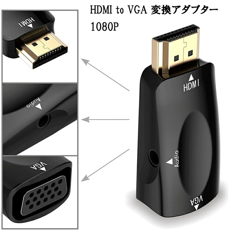 HDMI to VGA 変換アダプター GANA 金メッキ高速1080P HDMI オス to VGAメス変換アダプタミニ型 PC DVD HDTV用