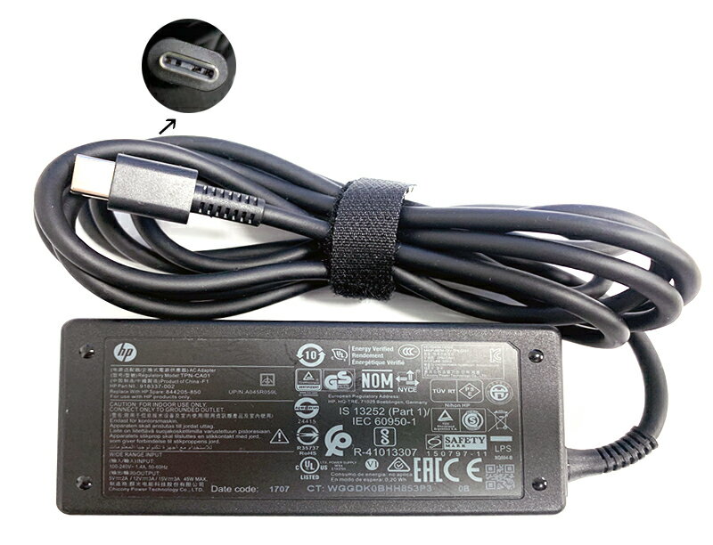 【マラソン★最大100 ポイントバック】【純正】HP TPN-CA01 HQ-TRE 71025 814838-002 45W TYPE-C ACアダプター 5V2A/12V3A/15V3A PC電源 「中古」