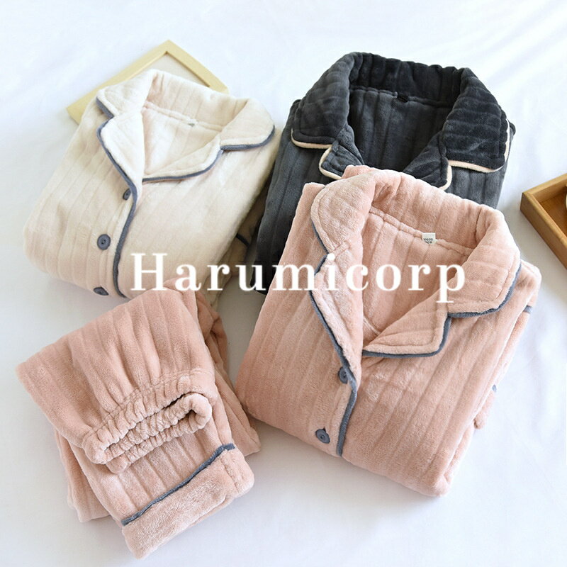 レディース ルームウェア 上下セット 冬 長袖 フランネル前開き パジャマ メンズ ルームウェア ペアパジャマ もこもこ メンズ 寝巻き 秋冬厚手部屋着人気 単...