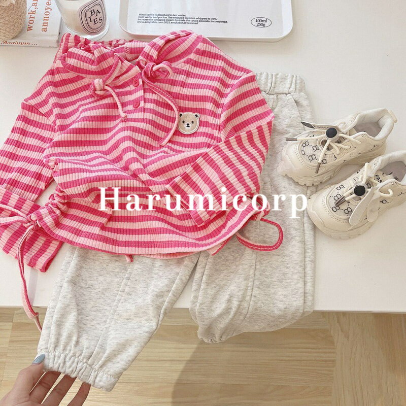 子供ジャージ 上下セット スウェットボーダー2点セットアップ トレーニングウェア長袖 長ズボン パーカー フード付き 女の子 スポーツウェア キッズ 子供服 可...