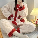 パジャマ レディース 長袖 冬暖かい ルームウェア もこもこ 上下セット かわいい 部屋着 、 柔らか ナイトウェア ふわふわ 厚手 寝間着 寝巻き トップス ...