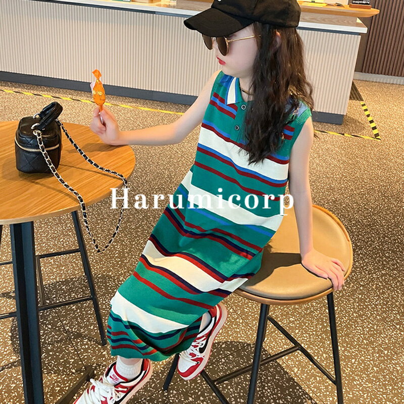 ワンピース キッズ 子供服 女の子ボーダー 夏服 韓国子ども服 ロングTシャツ ジュニア ストライプ おしゃれ かわいい ベビー服 七五三 入学 入園 保育園 幼稚園 誕生日 中学生プレゼント お姫様 ナチュラル170cm160 150 140 130 120