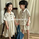セットアップ キッズ ワンピース 女の子 男の子 子供服 兄妹 上下セット ストライプ ジュニア ベビー服 シャツ 半袖 ショートパンツ 春 夏 おしゃれ 可愛い トップス ボトムス 赤ちゃん 半ズボン 入学 入園 誕生日 プレゼント 幼稚園 小学生 150cm 140 130 120 110 100 90 80