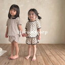 セットアップ キッズ 兄妹 双子子供服 ジャージボーダー ドット柄上下セット ジュニア ベビー服 女の子 男の子 tシャツ 綿 半袖 ショートパンツ おしゃれ ...