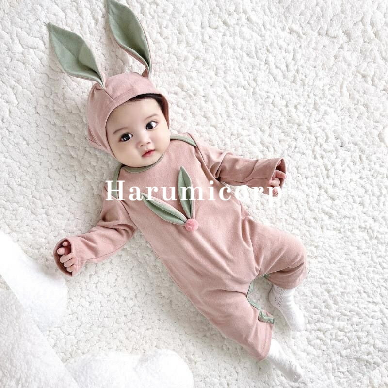 ロンパース 長袖 綿 ベビー服 女の子 男の子 カバーオール 帽子付きキッズ 春秋 子供服 新生児 赤ちゃん おしゃれ 可愛い 66 73 80 90cm 子ども服 ルームウェア 部屋着 パジャマ 誕生日 出産お祝い プレゼント 出産準備 入園 保育園 お出かけ 送料無料