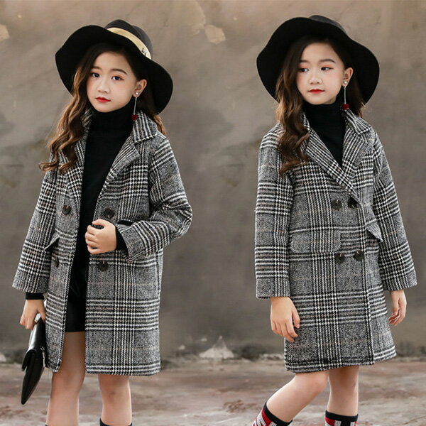 子供服 チェック柄コート春秋 トップス 女の子 長袖 チェック柄コート ロング丈 カジュアル ゆったり おしゃれ 子ども服 可愛い ジュニア服 卒園式/入学式/...
