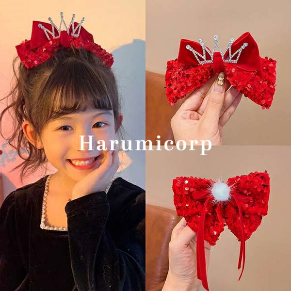 クリスマス ヘアアクセサリー キッズ 髪飾り 子供 女の子 ティアラ ヘア飾り ヘアクリップ ヘアピン 蝶結び キラキラ ヘッドドレス 髪留め まとめ髪 おしゃ...