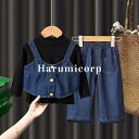 3点セット 女の子 セットアップ キッズ 子供服 tシャツ 長袖 デニム ロングパンツ おしゃれ 可愛い ベビー服 春 秋 トップス ボトムス ジュニア 長ズボン 130cm 120 110 100 90 入学 入園 誕生日 プレゼント 幼稚園 小学生 お出かけ