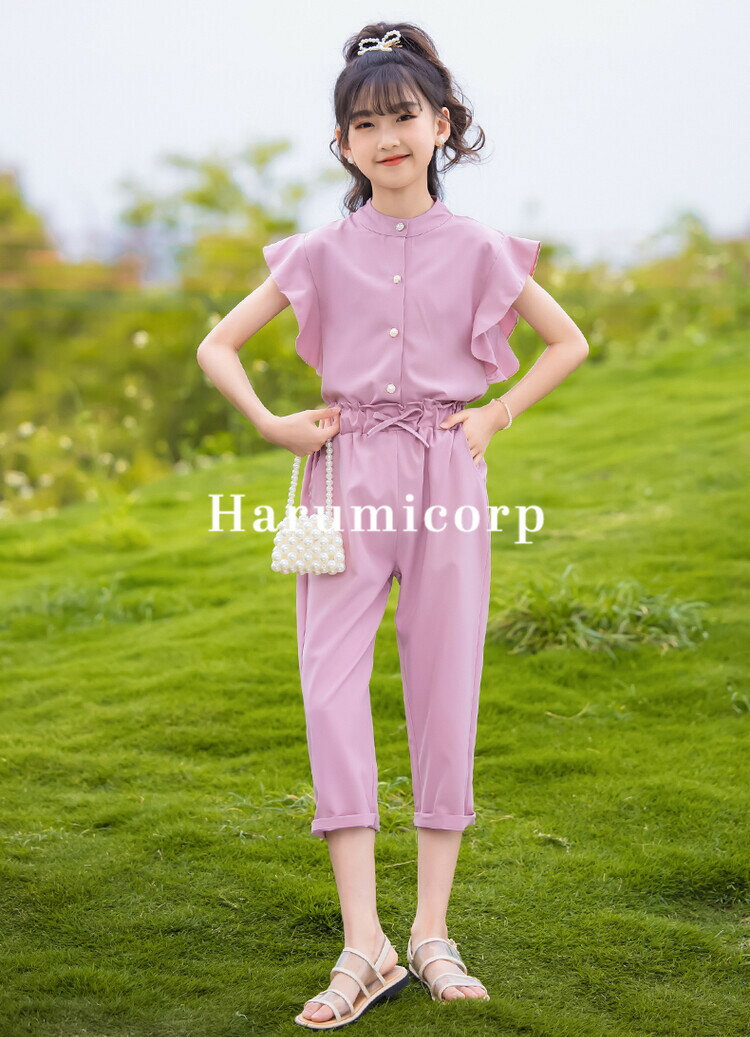 子供服 女の子 夏服 セットアップ キッズ tシャツ ブラウス 半袖 七分丈パンツ 長ズボン 韓国子供服 パンツセット トップス ボトムス こども服 ジュニア ベビー服 中学生 おしゃれ 可愛い 薄手 涼しい 新品 160cm 150cm 140cm 130cm 120cm 110cm