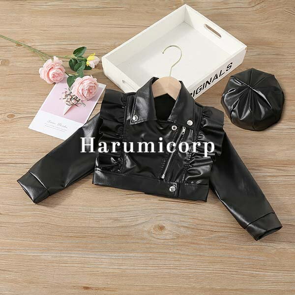レザージャケット キッズ 子供服 女の子 秋服 春服 帽子付き ハット 韓国子供服 ジャケット PU ジャンパー アウター コート トップス パーカー 子ども服...