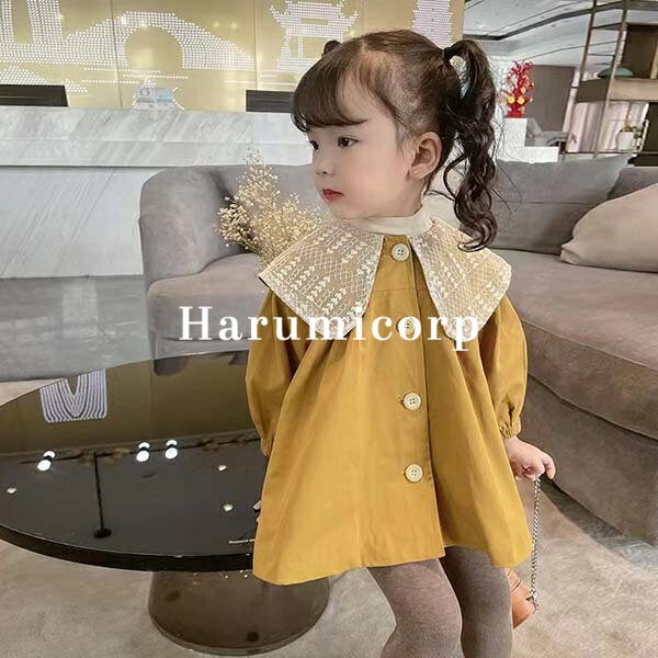 トレンチコート キッズ 子供服 女の子 秋服 ロングコート アウター 蝶結び 韓国子供服 トップス チュニック ジャケット 子ども服 ベビー服 パーカー ジャン...