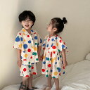 セットアップ キッズ ワンピース 女の子 男の子 子供服 兄妹 上下セット ジュニア ベビー服 シャツ 半袖 綿 ショートパンツ 春 夏 おしゃれ 可愛い トッ...
