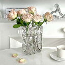 花瓶 おしゃれ ガラス S(12*7*17.5cm) 生花 花器 北欧 かわいい シンプル 透明 ガラス瓶 ガラス花瓶 新生活 リビング 寝室 玄関 書斎 窓辺...