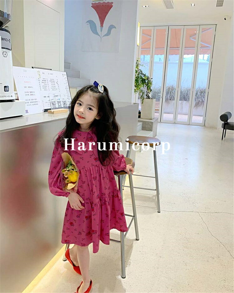 子供服 ワンピース 女の子 キッズ 長袖ワンピース 子供 ロングワンピース 花柄 ベ...