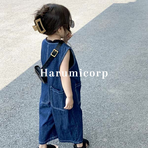 楽天harumicorp楽天市場店キッズ デニム パンツ 子供服 女の子 男の子 オールインワン ロングパンツ ジーパン おしゃれ 韓国子ども服 ジュニア ジーンズ サロペット 春 夏 衣装 ボトムス 可愛い 誕生日 プレゼント 入園 入学 幼稚園 保育園 130cm 120 110 100 90 80