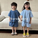 デニム 上下セット キッズ 女の子 男の子 子供服 tシャツ 半袖 ハーフパンツ おしゃれ 可愛い 韓国こども服 セットアップ 春 夏 ベビー服 ジュニア トップス ボトムス 入学 入園 誕生日 プレゼント ナチュラル シンプル 女児 幼稚園 150cm 140 130 120 110 100 90 80