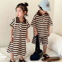 セットアップ キッズ 兄妹 ベビー服 男の子 女の子 ロングワンピース 半袖 子供服 tシャツ 綿 ショートパンツ ストラップ 子ども服 ジャージ 上下セット ...