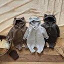 着るおくるみ ロンパース ウサギ 帽子付き ベビー服 女の子 男の子 カバーオール キッズ 長袖 子供服 ニット セーター 新生児 赤ちゃん ボディスーツ 長ズ...