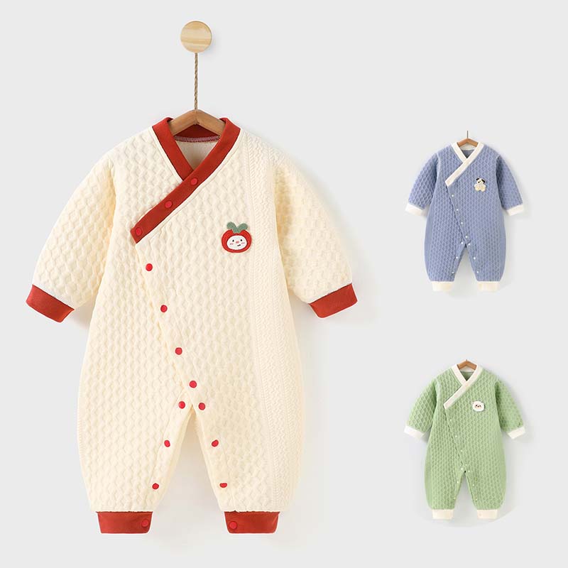ロンパース 長袖 綿 厚手 ベビー服 女の子 男の子 前開き 春 秋 冬 新生児 服 カバーオール キッズ 子..