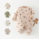 ベビー服 ロンパース 長袖 綿100% 冬着 カバーオール キッズ 厚手 女の子 男の子 前開き 新生児 服 アウター 中綿コート 子供服 退院着 赤ちゃん ボ...