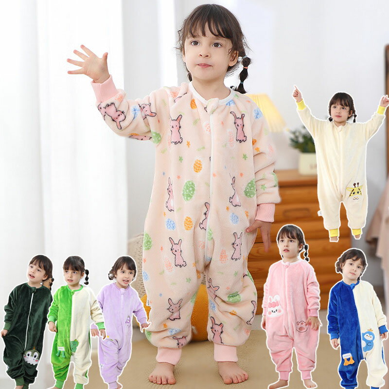 パジャマ キッズ オールインワン 長袖 春 秋 冬 子供服 寝袋パジャマ ルームウエア かわいい 子どもパ..