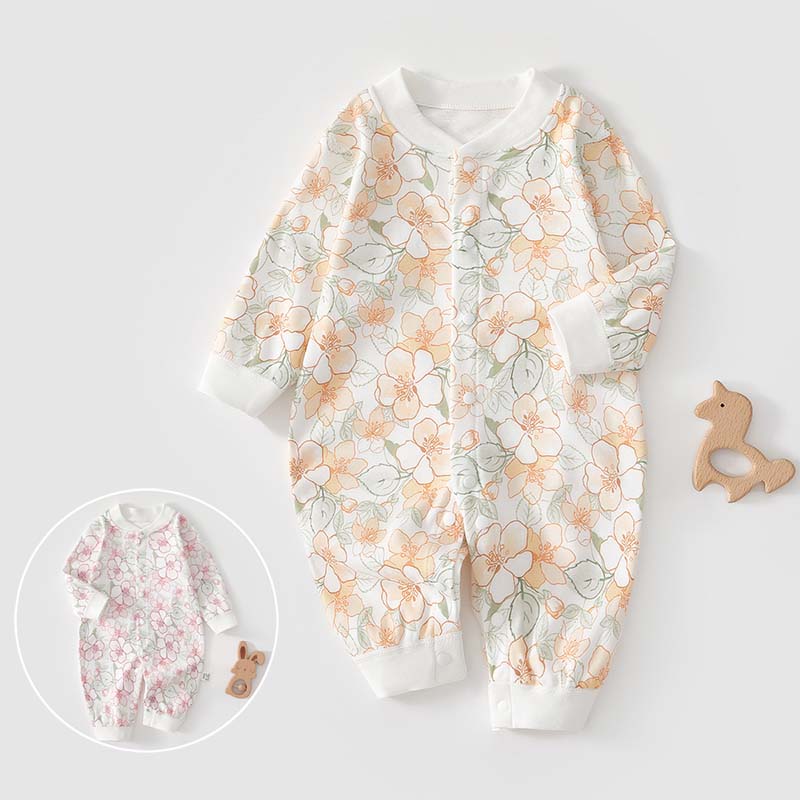 ロンパース ベビー服 カバーオール 綿100％ コットン 女の子 男の子 ベビーロンパース 長袖 新生児 赤..