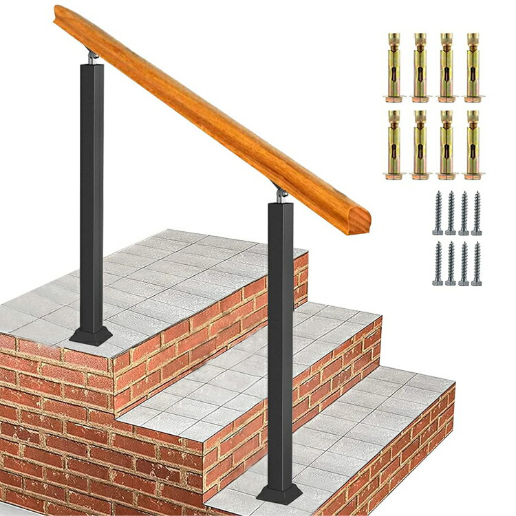 手すり 屋外 玄関手すり 角管 階段手すり角度調整可能 2～5段 調整範囲50&deg; 屋内 廊下 ドア 取っ手 DIY 手摺 高齢者 用の滑り止め手すり 階段手すり 屋内屋外用 コンクリート階段または木製階段用の移行用手すりに適合