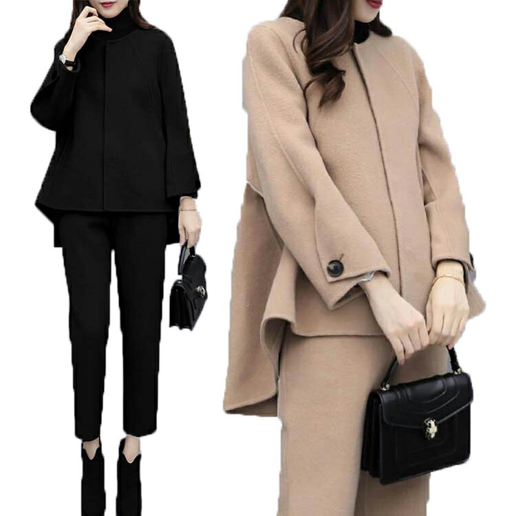 セットアップ レディース 秋冬 2点セット 秋コーデ パンツスーツ レディース ゆったり 体型カバー フォーマル ジャケット 卒業式 入学式 セレモニー 秋服 ...