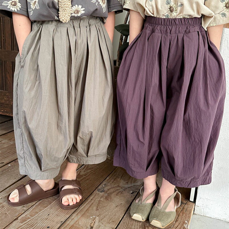 8分丈パンツ キッズ 子供服 8分丈 ガウチョパンツ 綿 ベビー服 男の子 女の子 ボトムス ショートパンツ 無地 子ども服 夏服 こども服 ジュニア 赤ちゃん ストレッチパンツ ウエストゴム 通園 通学 韓国ファッション 80 90 100 110 120 130 140cm