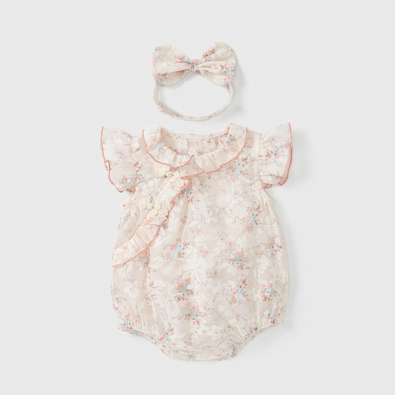 セレモニードレス 女の子 ヘアバンド付き 春 夏 新生児 退院 お宮参り ピンク 蝶結び 退院着 春夏 ロンパース ベビー服 赤ちゃん 出産祝い プレゼント 出産準備 ギフト 子供服 夏用 シンプル 写真撮影 66cm 73cm 80cm 90cm