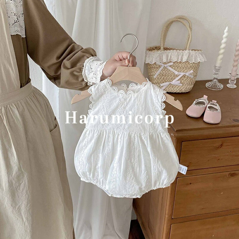セレモニードレス 女の子 蝶結び 春 夏 新生児 服 退院 お宮参り 退院着 春夏 レース ロンパース ベビー服 綿 スナップボタン 赤ちゃん 子供服 夏用 66cm 73cm 80cm 90cm シンプル おしゃれ かわいい 通園 出産祝い ギフト 出産準備 2