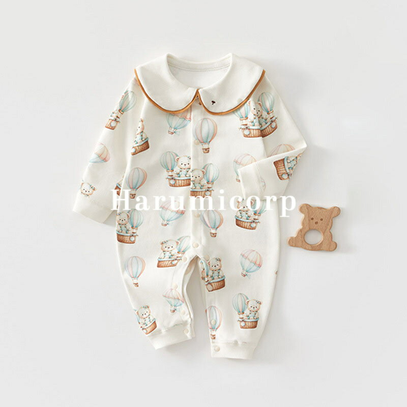 襟付き ロンパース 長袖 女の子 男の子 冬 秋冬 ベビー服 ベビー シンプル 前開き 新生児 カバーオール..