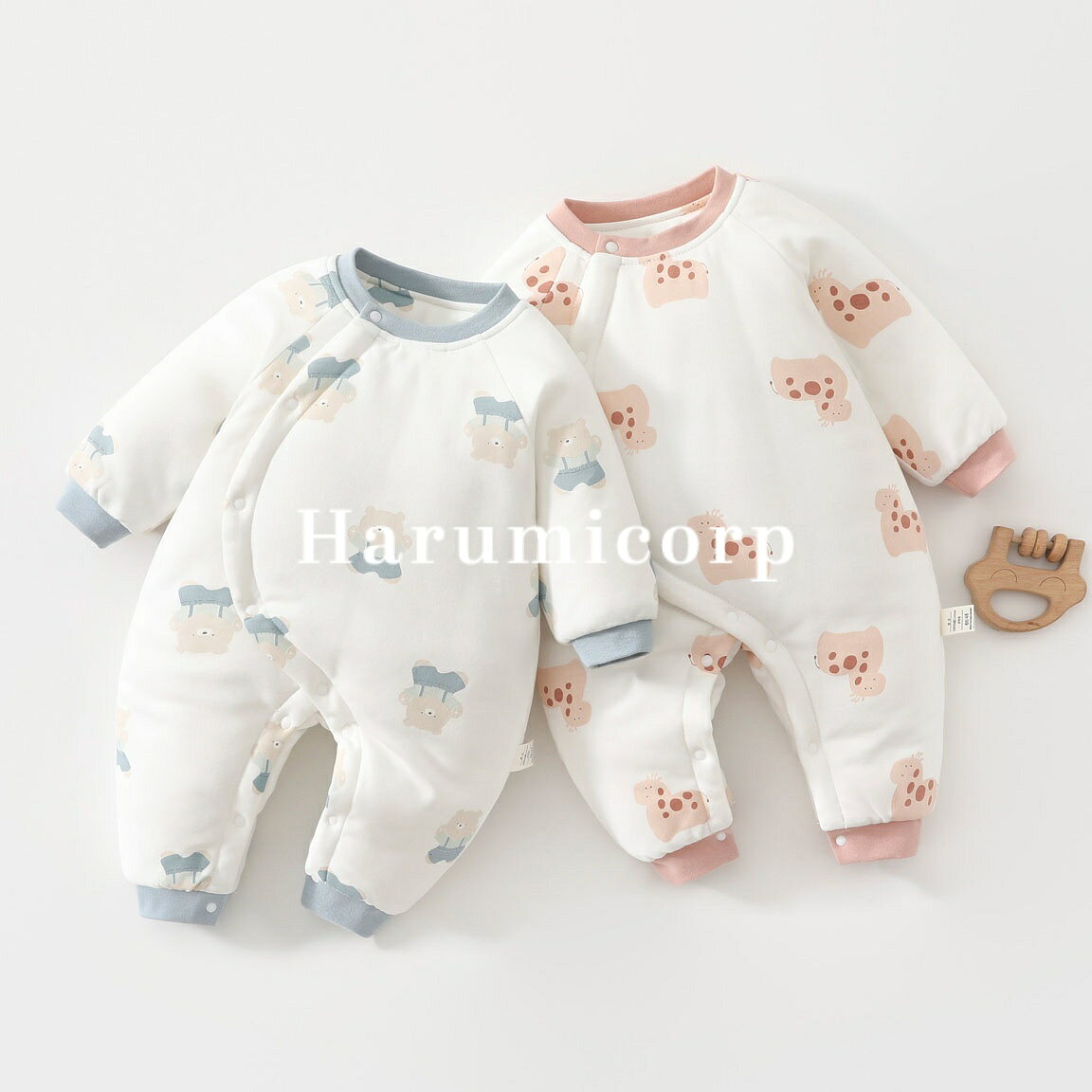 ロンパース ベビー アウター 新生児 退院着 冬 カバーオール 防寒 中綿 ベビー服 子供服 キッズ 長ズボン ボディスーツ 女の子 男の子 子供 赤ちゃん 長袖 ベビーロンパース あったか 59cm 66cm 73cm 80cm 90cm おしゃれ お部屋着 ルームウェア パジャマ harumicorp
